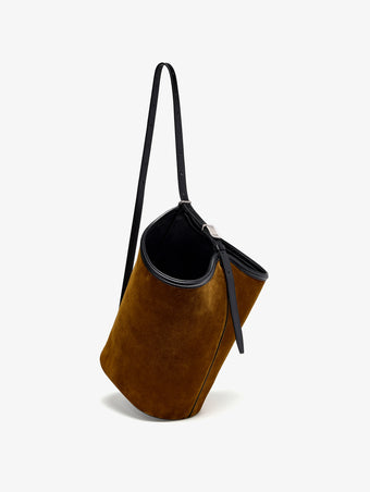 Aerial image of Brant Bucket Bag in Soft Suede in Fern