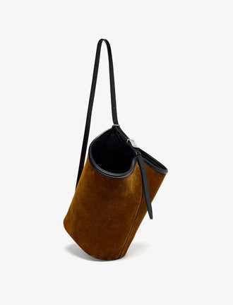 Aerial image of Brant Bucket Bag in Soft Suede in Fern