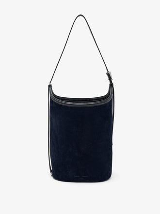 Proenza Schouler Front image of Brant Bucket Bag in Soft Suede in Dark Navy