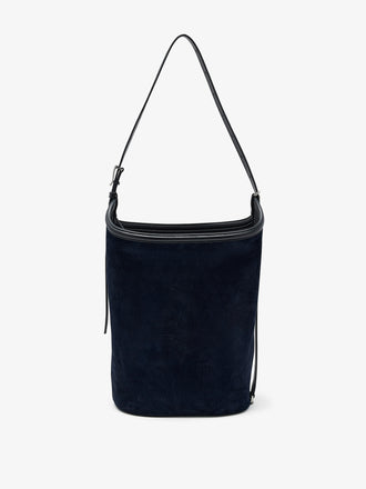 Proenza Schouler Back image of Brant Bucket Bag in Soft Suede in Dark Navy