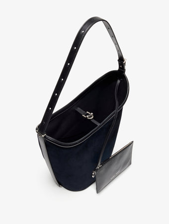 Proenza Schouler Aerial image of Brant Bucket Bag in Soft Suede in Dark Navy