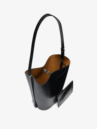 Proenza Schouler interior image of Brant Bucket Bag in Smooth Calf in black