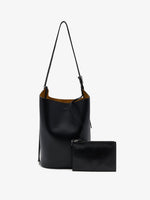 Proenza Schouler front image of Brant Bucket Bag in Smooth Calf in black with pouch removed