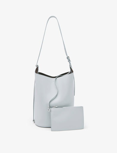 Front image of Brant Bucket Bag in Smooth Calf in Smoke with pouch removed
