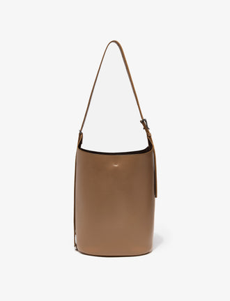Front image of Brant Bucket Bag in Smooth Calf in Cumin