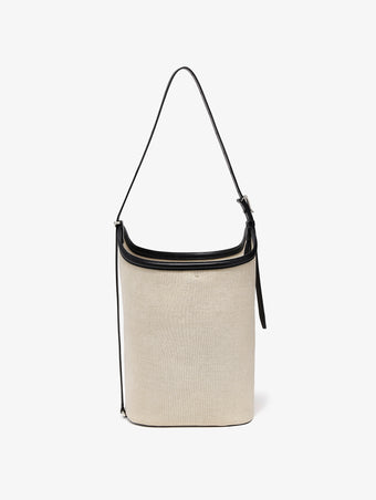 Proenza Schouler front image of Brant Bucket Bag in Natural Linen in natural/black