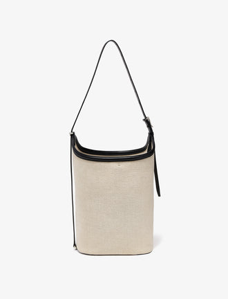Proenza Schouler front image of Brant Bucket Bag in Natural Linen in natural/black