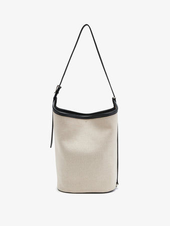 Proenza Schouler back image of Brant Bucket Bag in Natural Linen in natural/black