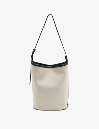 Proenza Schouler back image of Brant Bucket Bag in Natural Linen in natural/black