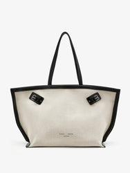 Proenza Schouler front image of Days Tote in Natural Linen in natural/black