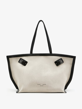 Proenza Schouler front image of Days Tote in Natural Linen in natural/black
