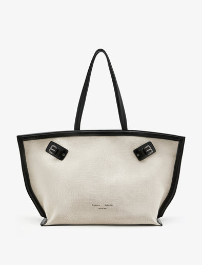 Proenza Schouler front image of Days Tote in Natural Linen in natural/black