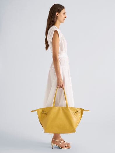 Proenza Schouler Image of model wearing Days Carryall in Paper Calf in Dijon