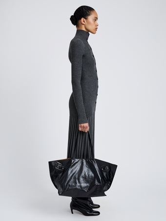Proenza Schouler Image of model wearing Days Carryall in Paper Calf in Black