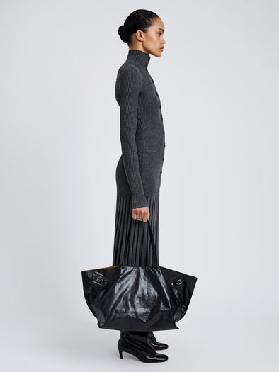 Proenza Schouler Image of model wearing Days Carryall in Paper Calf in Black