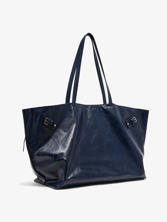 Side image of Days Carryall in Paper Calf in Navy