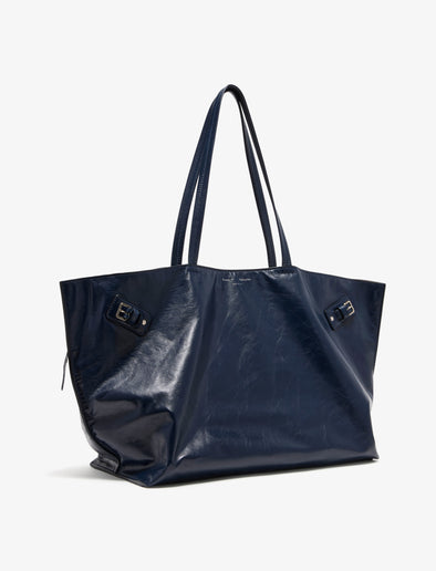 Side image of Days Carryall in Paper Calf in Navy