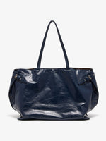 Front image of Days Carryall in Paper Calf in Navy cinched