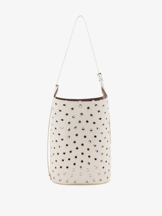Proenza Schouler Front image of Brant Bucket Bag in Eyelet Covered Smooth Calf in Ecru