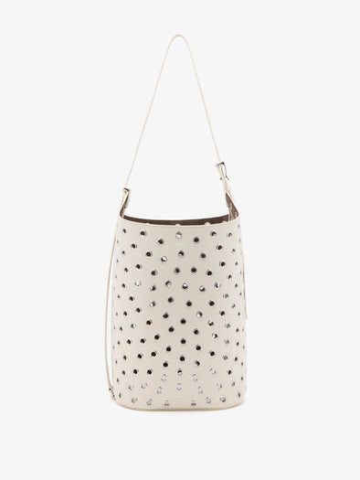 Proenza Schouler Front image of Brant Bucket Bag in Eyelet Covered Smooth Calf in Ecru