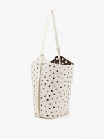 Proenza Schouler Side image of Brant Bucket Bag in Eyelet Covered Smooth Calf in Ecru