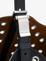 Detail image of Brant Bucket Bag in Eyelet Covered Smooth Calf in black