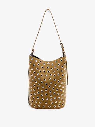 Proenza Schouler Back image of Brant Bucket Bag in Eyelet Covered Suede in Hazelnut