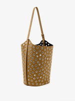 Proenza Schouler Side image of Brant Bucket Bag in Eyelet Covered Suede in Hazelnut