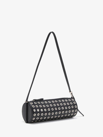 Proenza Schouler side image of Silo Bag in Eyelet Covered Nappa in Black