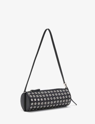 Proenza Schouler side image of Silo Bag in Eyelet Covered Nappa in Black