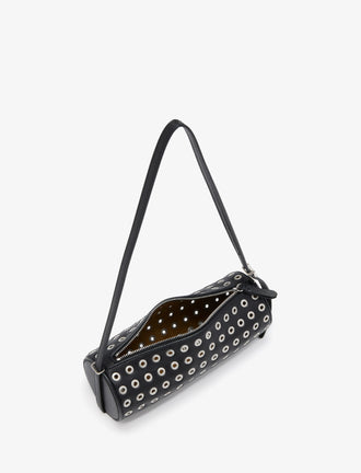 Proenza Schouler aerial image of Silo Bag in Eyelet Covered Nappa in Black