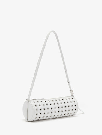 Proenza Schouler side image of Silo Bag in Eyelet Covered Nappa in Optic White