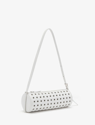Proenza Schouler side image of Silo Bag in Eyelet Covered Nappa in Optic White