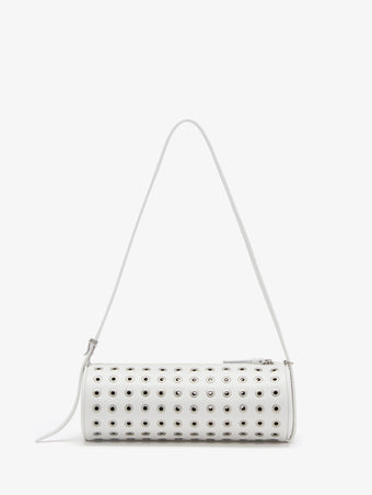 Proenza Schouler back image of Silo Bag in Eyelet Covered Nappa in Optic White