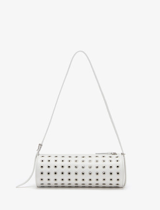 Proenza Schouler back image of Silo Bag in Eyelet Covered Nappa in Optic White