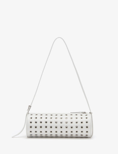 Proenza Schouler back image of Silo Bag in Eyelet Covered Nappa in Optic White