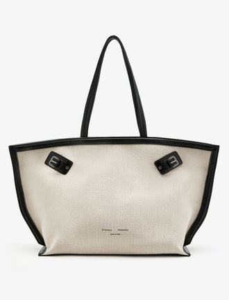 Proenza Schouler front image of Days Carryall in Natural Linen in natural/black
