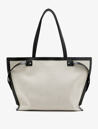 Proenza Schouler back image of Days Carryall in Natural Linen in natural/black