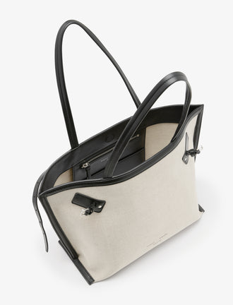 Proenza Schouler interior image of Days Carryall in Natural Linen in natural/black