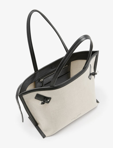 Proenza Schouler interior image of Days Carryall in Natural Linen in natural/black