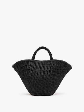 Back image of Large Chelsea Tote in Natural Raffia in Black