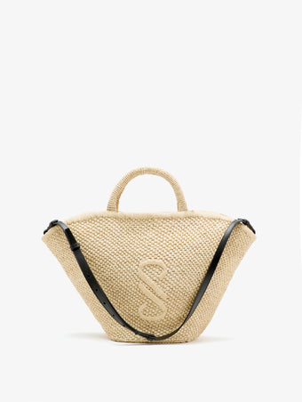 Front image of Large Chelsea Tote in Natural Raffia in Natural