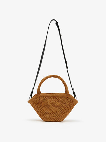 Front image of Small Chelsea Tote in Natural Raffia in Honey