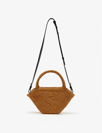 Front image of Small Chelsea Tote in Natural Raffia in Honey