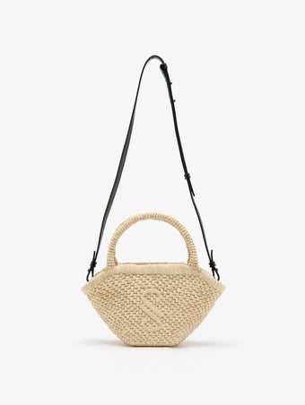 Front image of Small Chelsea Tote in Natural Raffia in Natural