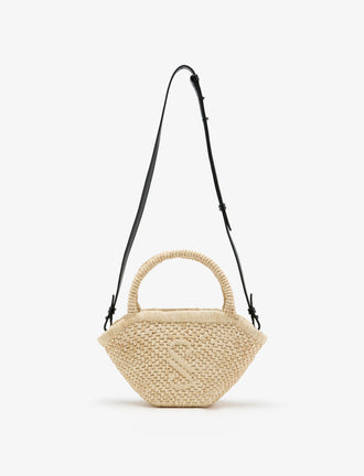 Front image of Small Chelsea Tote in Natural Raffia in Natural