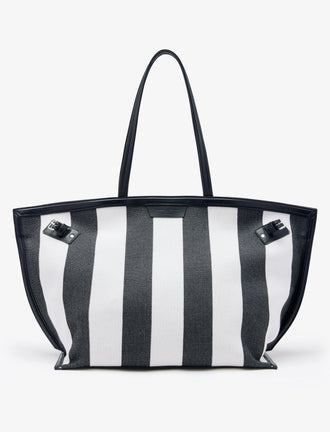 Proenza Schouler front image of Days Carryall in Striped Canvas in black/white