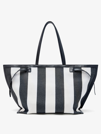 Proenza Schouler back image of Days Carryall in Striped Canvas in black/white