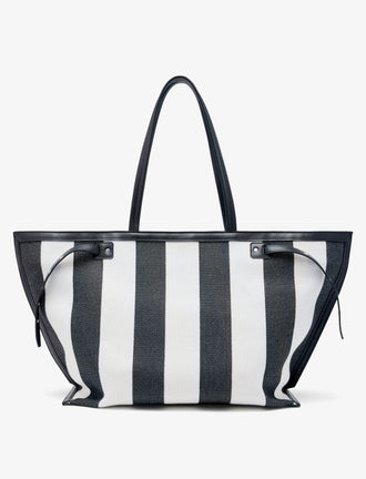 Proenza Schouler back image of Days Carryall in Striped Canvas in black/white
