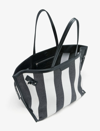 Proenza Schouler interior image of Days Carryall in Striped Canvas in black/white